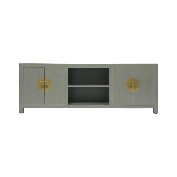 TV CONSOLE OPEN SHELVES ORIENT GREY WASH MQZ-04