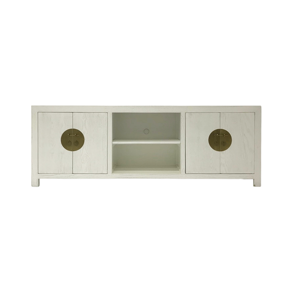 TV CONSOLE OPEN SHELVES ORIENT WHITE WASH MQZ-04