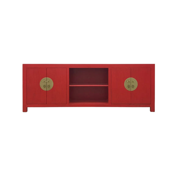 TV CONSOLE OPEN SHELVES ORIENT RED WASH MQZ-04