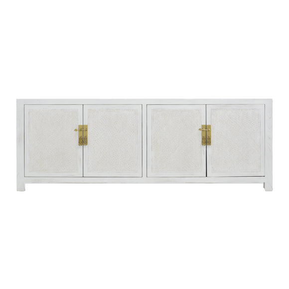 TV CONSOLE RATTAN 2DW4DR WHITE WASH MQZ-300