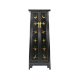 TALL CABINET PAINTED BUTTERFLY 2DR BLACK