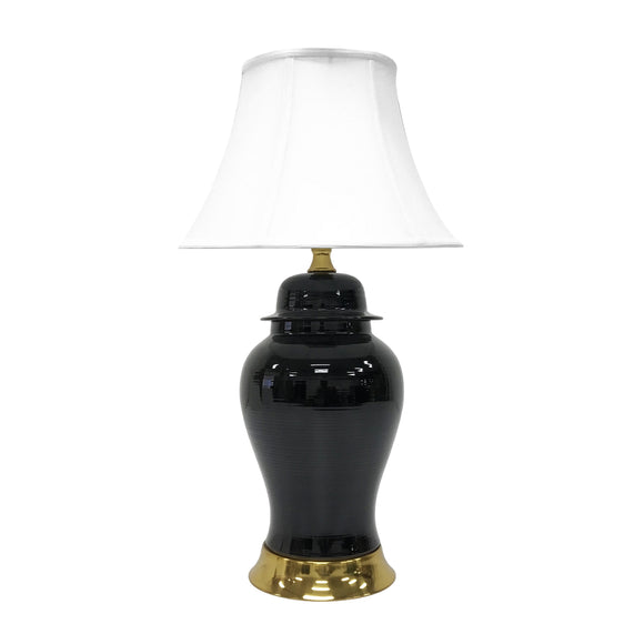 LAMP TEMPLE JAR RIBBED H70CM BLACK