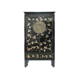 WEDDING CABINET PAINTED BUTTERFLY 2DW2DR BLACK