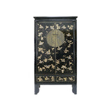 WEDDING CABINET PAINTED BUTTERFLY 2DW2DR BLACK